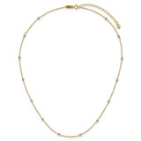 14K Two-tone Ropa Chain and Mirror Beads 16 inch Station Necklace Plus 2 inch Extender