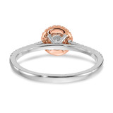 14k Two-tone Rose and White Gold 1/2 carat Lab Grown Diamond VS/SI+ G+ Round Complete Halo Engagement Ring