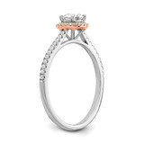 14k Two-tone Rose and White Gold 1/2 carat Lab Grown Diamond VS/SI+ G+ Round Complete Halo Engagement Ring