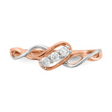 14k Two-Tone Rose and White Gold 1/6 carat Lab Grown Diamond VS/SI+ G+ Complete Three Stone Twist Ring