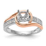 14k Two-Tone Rose and White Gold 1/6 carat Lab Grown Diamond VS/SI+ G+ Semi Mount Peg Set Engagement Ring - RM-0F0D25A6-6184