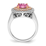 14k Two-Tone Rose and White Gold 5/8 carat Lab Grown Diamond VS/SI+ G+ and Lab Created Pink Sapphire Fashion Ring - RM-96DC6851-6339