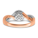 14k Two-tone Rose and White Gold 5/8 carat Lab Grown Diamond VS/SI+ G+ Round Complete Fancy Halo Engagement Ring