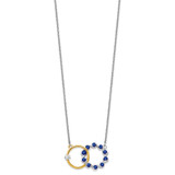 14k Two-tone Sapphire and Diamond 18in. Circles Necklace