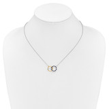 14k Two-tone Sapphire and Diamond 18in. Circles Necklace