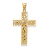 14K Two-Tone Satin Polished D/C Crucifix W/Vines Pendant