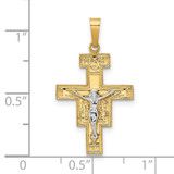 14k Two-tone Solid Crucifix Pendant - XR-4017D715-9881
