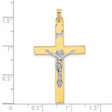 14k Two-tone Solid INRI Crucifix Pendant - XR-84FCB25C-1386