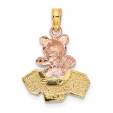 14k Two-Tone Teddy Bear w/ ABC Blocks Charm