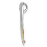 14k Two-tone Textured & Polished Heart Chain Slide Charm