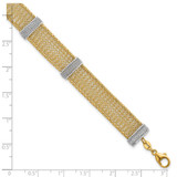 14k Two-tone Textured 10.6mm Mesh 6.75 inch Bracelet Plus 1 inch Extender