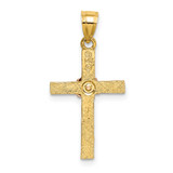 14k Two-Tone Textured Cross w/ Flower Charm