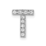 14K  White Gold Diamond Letter T Initial Charm