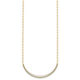 14k Two-Tone Textured Woven Curved Bar with Long Link 17 inch Necklace Plus 2 inch Extender