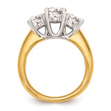 14k Two-tone Three Stone 3/4 carat Center Round and 3/8 carat Side Stone Engagement Ring Mounting