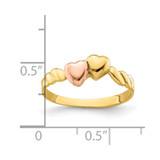 14k Two-Tone Two Hearts Ridged Band