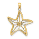 14K Two-Tone W/ White Rhodium Cut-Out Small Starfish Charm