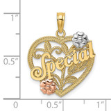 14k Two-tone w/ White Rhodium SPECIAL  On Heart w/ Flower Charm
