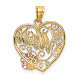 14k Two-tone w/White Rhodium #1 MOM Heart Charm