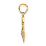 14k Two-Tone w/White Rhodium #1 WIFE In Heart w/Flower Charm