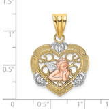 14K Two-tone w/White Rhodium Angel In Heart Charm