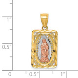 14k Two-tone w/White Rhodium D/C Lady of Guadalupe Pendant