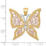 14k Two-tone w/White Rhodium Diamond-cut Butterfly Pendant - K3-7F011F5B-9624