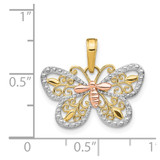 14k Two-tone w/White Rhodium Diamond-cut Butterfly Pendant - K4-525994C6-1563