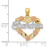 14k Two-tone w/White Rhodium GRANDMA Heart Pendant - K2-125F22B3-1806
