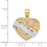 14k Two-tone w/White Rhodium GRANDMA Heart Pendant - K2-D42585D1-8104