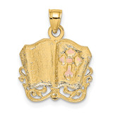 14K Two-tone w/White Rhodium Holy Bible w/Cross Charm