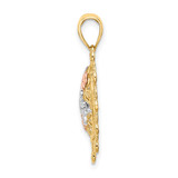 14k Two-tone w/White Rhodium I LOVE YOU Filigree Heart Flower Charm