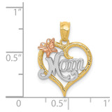 14k Two-tone w/White Rhodium MOM Heart Pendant - K2-CF525CAB-7094
