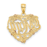 14k Two-tone w/White Rhodium MOM Heart Pendant - K2-FD444EBC-9173