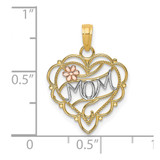 14k Two-Tone w/White Rhodium MOM Heart w/Flower Charm - K9-D7F6EF02-8879