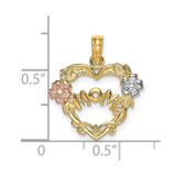 14k Two-tone w/White Rhodium MOM Heart w/Flower Charm - K9-F2EC34D0-1730