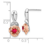 14K Two-tone White & Rose Ruby and Diamond Flower Post Earrings