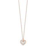 14k Two-Tone White and Rose Gold 1/10 carat Lab Grown Diamond VS/SI+ G+ Complete 18 inch Heart Pendant Necklace