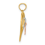 14k Two-tone White Rhodium BELIEVE in Heart w/ Breast Cancer Ribbon