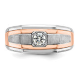 14k Two-tone White/Rose Gold IBGoodman Men's Satin Diamond Ring Mounting