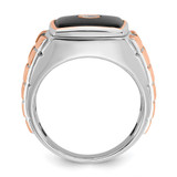 14k Two-tone White/Rose IBGoodman Men's Onyx and 1/10 carat Diamond Complete Ring