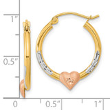 14k Two-tone with White Rhodium D/C Heart Hoop Earrings - TF-363E4E50-7588