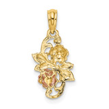 14k Two-tone with White Rhodium Flowers Charm