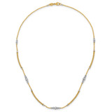 14k Two-Tone Woven Bars and Diamond-cut Beads 16.75 inch Necklace