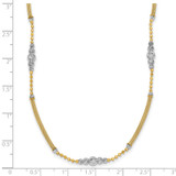 14k Two-Tone Woven Bars and Diamond-cut Beads 16.75 inch Necklace