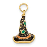 14K w/ Enamel 3-D Witch's Hat (Halloween) Charm