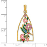 14K w/ Enamel Hummingbird and Flowers Charm