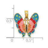 14K w/ Multi-Color Enamel Butterfly Charm
