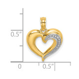 14k w/ RH Polished and Textured Heart Charm