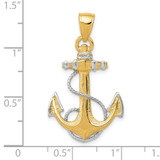 14K w/ Rhodium Anchor W/Rope Pendant - K3-CD14F1EB-5084